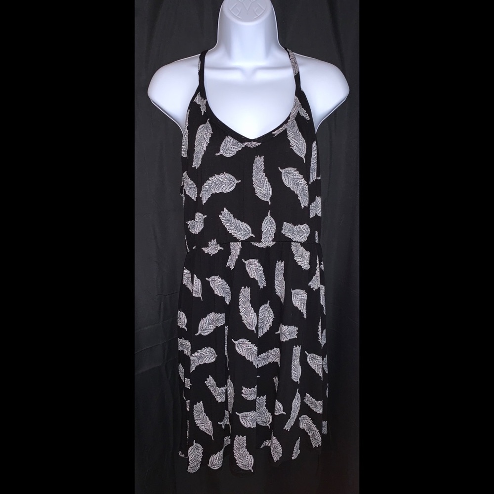 H&M black Dress with Feather Pattern